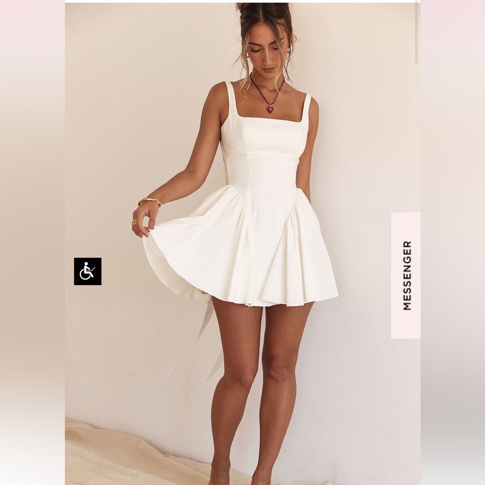 House of Cb Florianne Ivory Bow Mini Dress